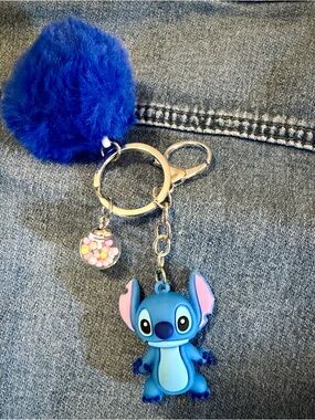 Blue Stitch Character Keychain with Pom Pom - Kids Toys